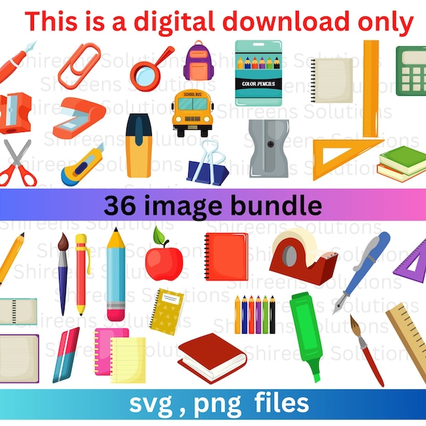 School svg Bundle, Teacher Clipart, School png, Ruler svg, Cut files for Cricut, Design files, Instant download, Print digital, Commercial