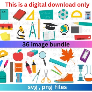 School svg Bundle, Teacher Clipart, School png, Ruler svg, Cut files for Cricut, Design files, Instant download, Print digital, Commercial