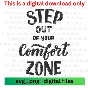 Salga de su zona de confort, Motivacional, Corte para Cricut Silhouette, Gym Life svg, Archivos de diseño png, Descarga instantánea de archivos, Impresión digital