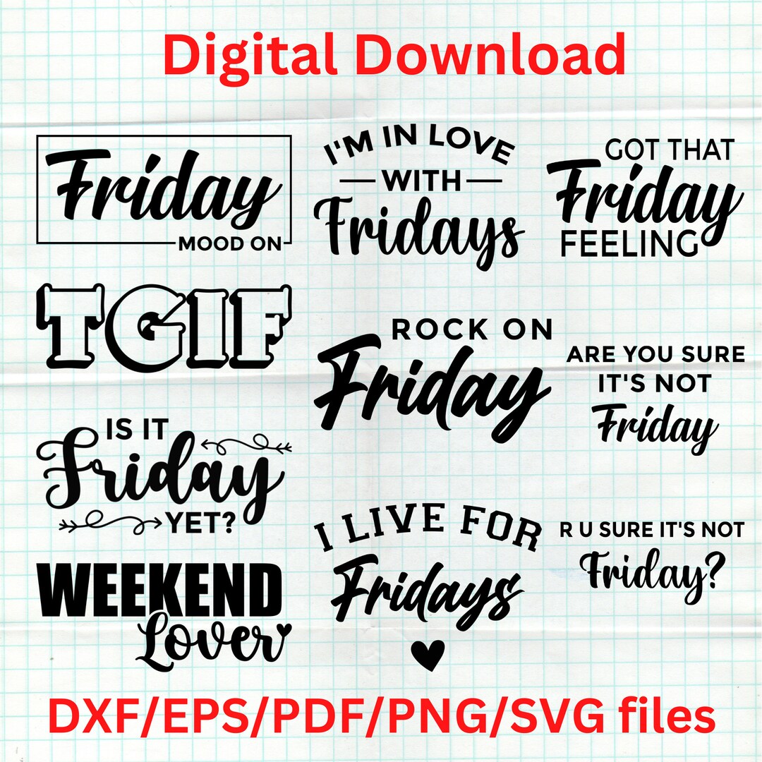 Love Friday Digital Design Pack Dxf, Eps, Pdf, Png, Svg Design Files ...