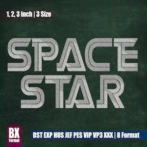 Fonte Space Star ｜ Fonte de bordado ｜ Todos os formatos BX ｜ Design de bordado à máquina ｜ Download instantâneo Monograma Alfabeto Pontuações Números Letras ｜ 163