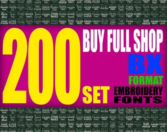 200 Embroidery Fonts Mega Bundle - BX Format (Instant Download) Buy Full Shop
