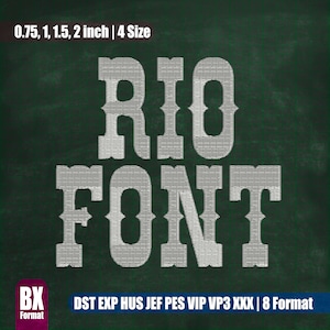 Rio Font｜Fonte de bordado｜Todos os formatos BX｜Design de bordado à máquina｜Download instantâneo Monograma Alfabeto Pontuações Números Letras｜150
