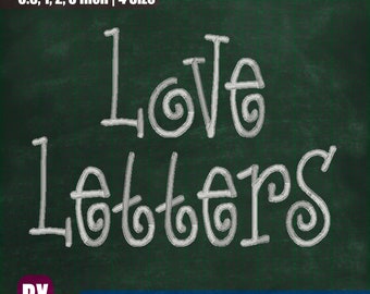 Font per ricamo Love Letters, disegno a macchina (download digitale)
