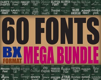 Top 60 Embroidery Fonts Mega Bundle: BX Format (Instant Download)