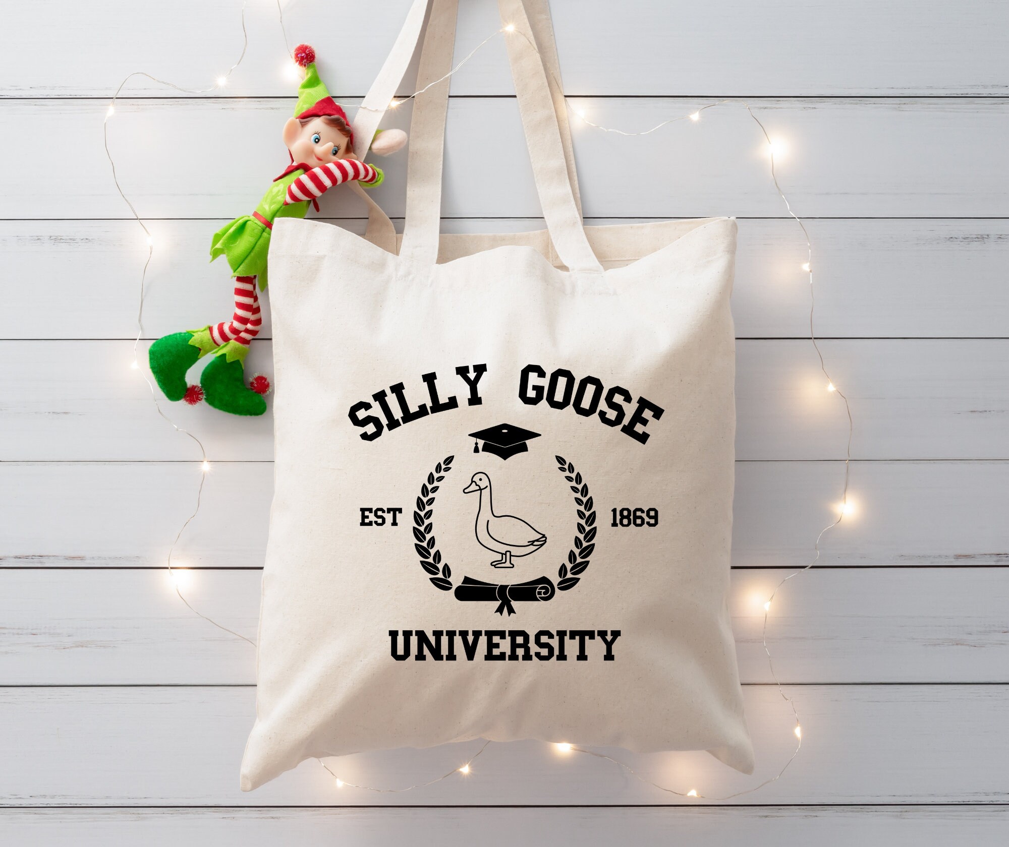 1pc Silly Goose University Books Bags Funny Graphic Totes Harajuku Aesthetic  Cloth Shoulder Bag Kawaii Graphic Designer Hangbag