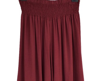 Plain Wide Leg palazzo Trousers Women&#39;s Elasticated Waist Comfortable Lightweight Culottes.