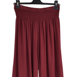 Plain Wide Leg palazzo Trousers Women&#39;s Elasticated Waist Comfortable Lightweight Culottes.