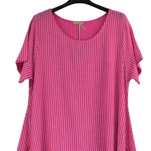 Cotton Stripe Dress Loose Lightweight Summer Baggy Long Dress SS24 Ladies Italian Breathable Cotton Lagenlook Loose Fit Dress.