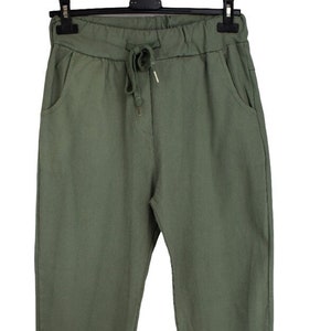 Ladies Italian lagenlook Casual Plain Stretchy Magic Trousers Jeggings.