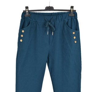 Ladies Italian Stretchy Button Design Detail Magic Trousers.