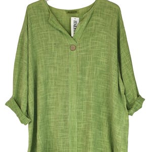 Damen italienische Lagenlook Oversized Baumwolle Sommer Tunika Top mit Knopf.