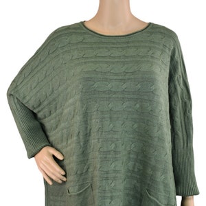 Oversized Cable Knit Jumper with Pockets Ladies Italian Lagenlook Plus Size Soft Winter Jumper.