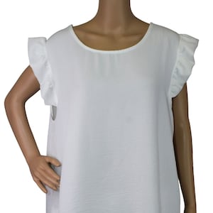 Damen-Italienische Lagenlook Zurück Knopf Detaillierung Weste Top Rüschen Flügelärmel.