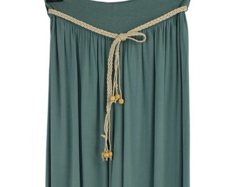 Italian Viscose Wide Leg Palazzo Trousers with Beaded Belt