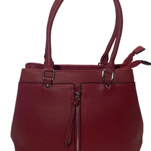 Long & Son Damen Große Vegan Leder Designer Umhängetasche mit Reißverschluss.