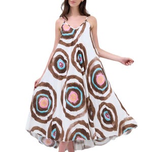 Ladies Italian Lagenlook Tie-Dye Print Sleeveless Maxi Long Summer Dress