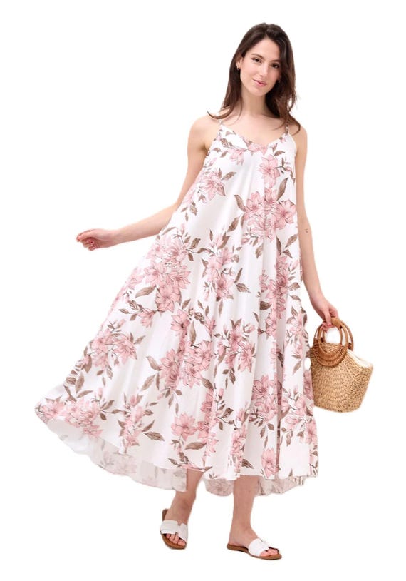 knee length dresses for ladies Taupe Mix Boho Leafy Print Maxi Dress 1XL main image 0