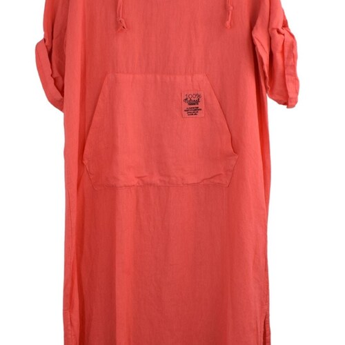 Leinen Hoodie Maxikleid: Italienischer Lagenlook Sommerkleid