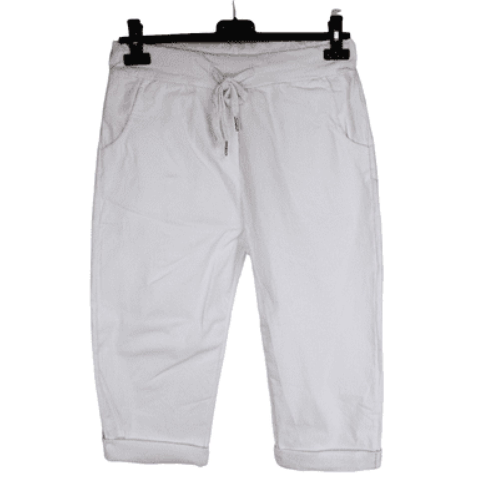Ladies Italian Lagenlook Summer 3/4 Trouser Stretchy Magic  Shorts.