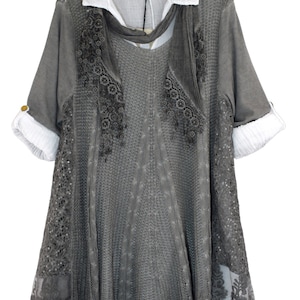 3-Piece Cotton Shirt, Tunic & Scarf Ladies Italian Lagenlook Tunic Set.