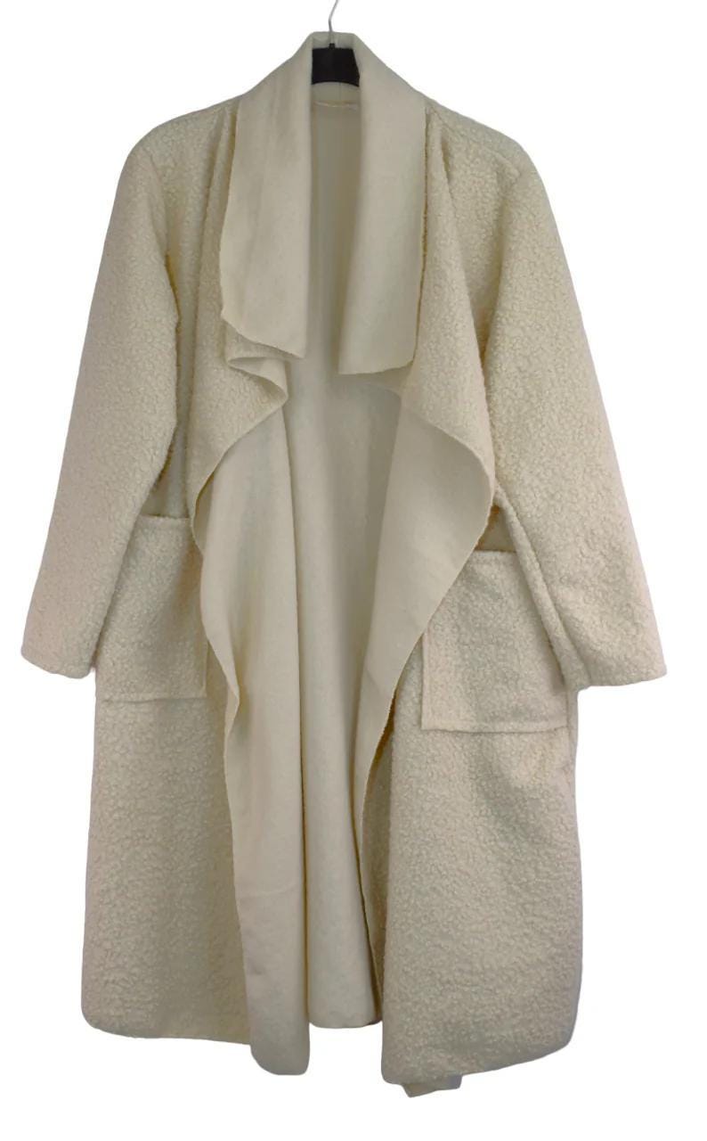 Cappotto a cascata in bouclé, giacca invernale da donna in stile italiano Lagenlook, caldo cappotto avvolgente testurizzato, morbido capospalla autunnale - Italia