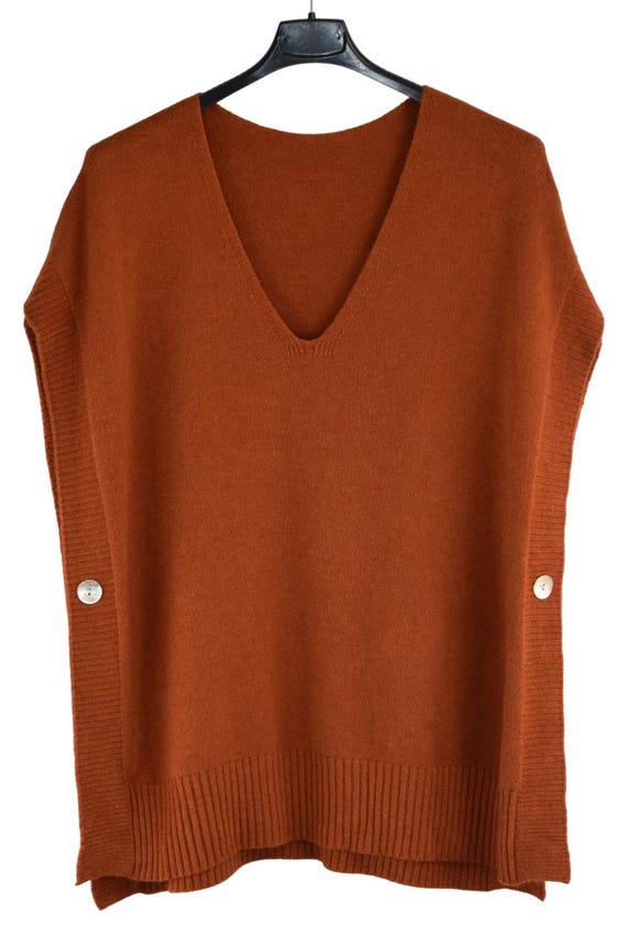 Oversize Damen Italienischer Kastiger Wasserfallausschnitt Poncho Look