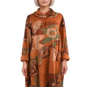 Ladies Italian Lagenlook Quirky Print Casual Roll Neck Dress. - Etsy