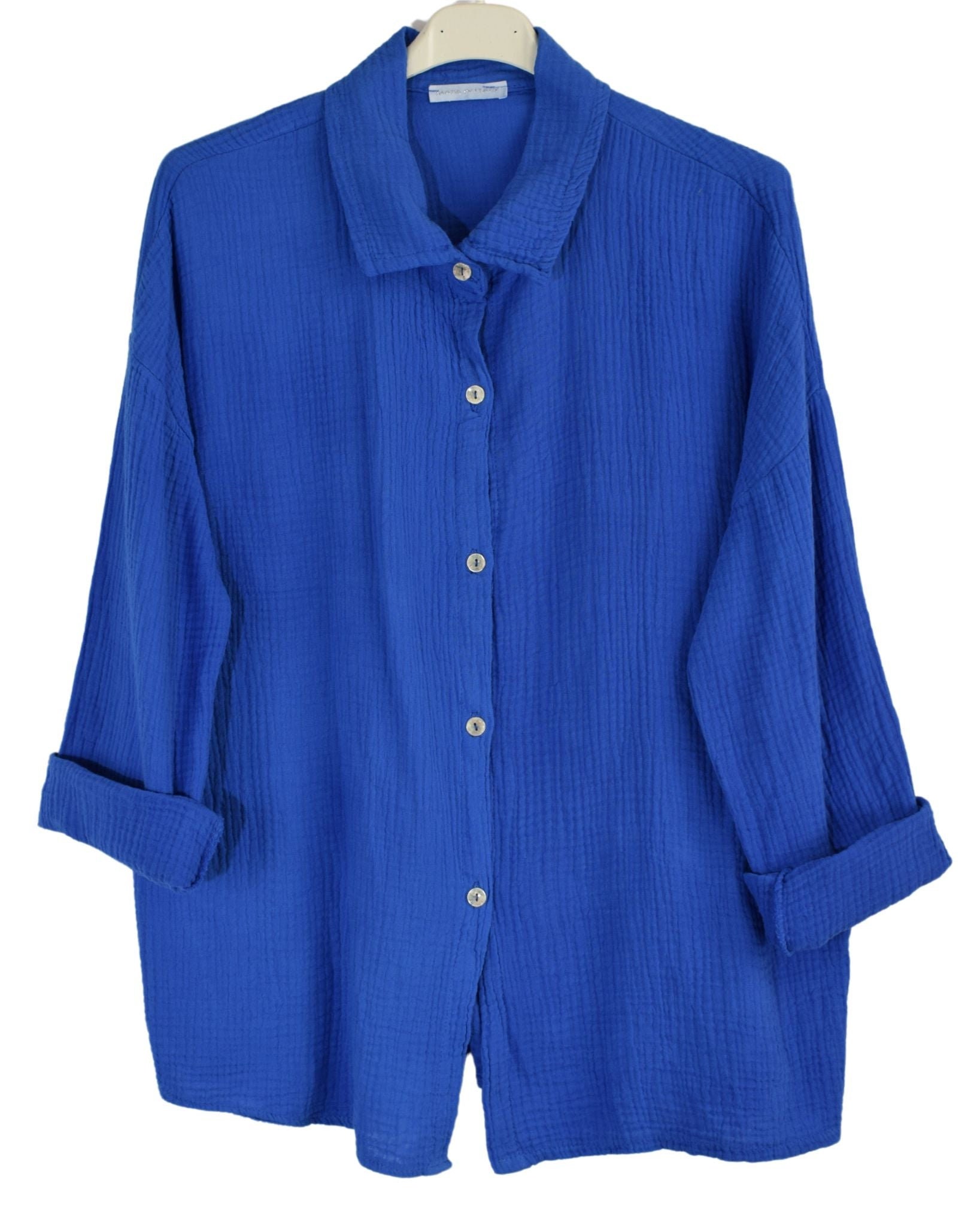 32 Degrees Women's Cozy Knit Button-Up Shirt - Long Sleeve Relaxed Fit In Goblin Blue