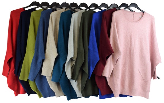 GlitzeeFashion Ladies Italian Oversized Batwing Plait Design Jumper