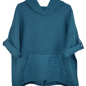 Sweat à capuche italien Lagenlook en lin Summer Top léger