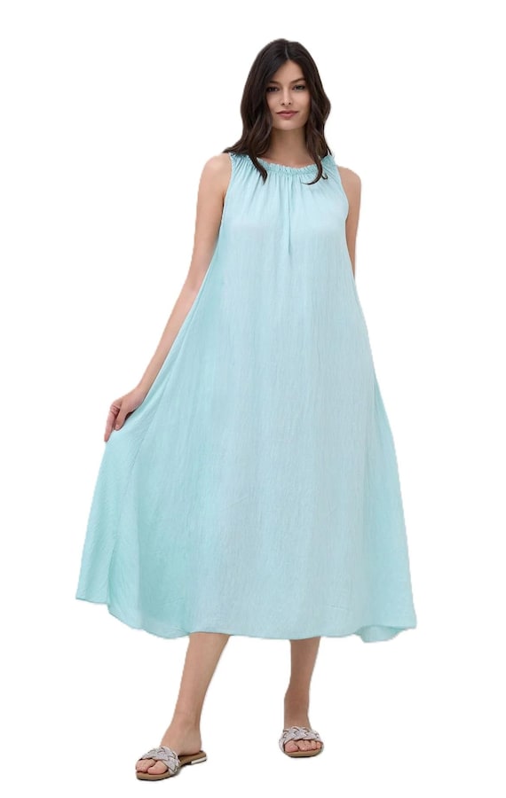 lagenlook maxi dress Wedding Kaftan Women's Italian Lagenlook Maxi Dress Floral V-Neck Kaftan For Beach Or Party White Kaftan