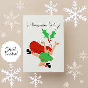 Tarjeta de Navidad descargable, Tarjeta Gay, Tarjeta de felicitación LGBTQ, Slay Queen, Tarjeta del Orgullo, Tarjeta imprimible, Vacaciones gay, Tarjeta única, Tarjeta divertida