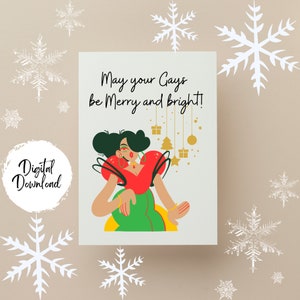 Herunterladbare Weihnachtskarte, Gay Karte, LGBTQ Grußkarte, Slay Queen, Pride Karte, druckbare Karte, Gay Urlaub, Einzigartige Karte, Lustige Karte