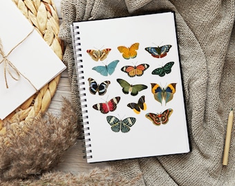 Vintage Style Butterfly Notebook | Boho Journal | Botanical Notebook | Cottage Core Aesthetic | Monarch Butterfly | Dark Academia