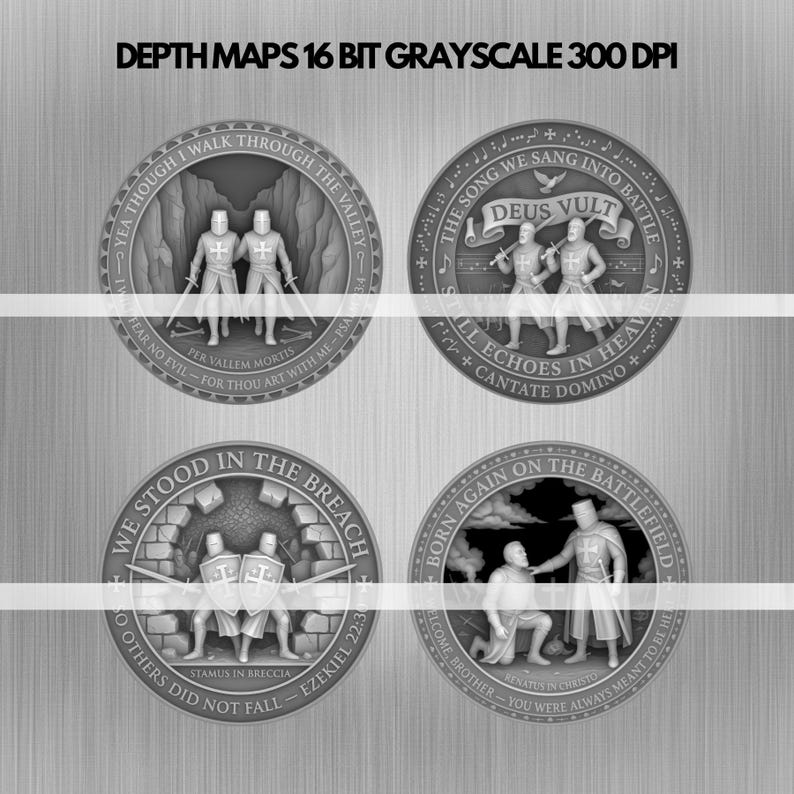 Eternal Brotherhood Challenge Coin Depth Map Bundle: 3D Embossing Depth ...