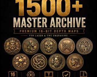 1500+ 16-Bit Depth Maps for Coin Engraving | Laser Works Bundle | Master Archive Lifetime Access (Commercial Use)