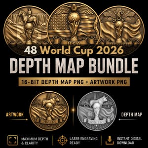 World Cup 2026 Coin Engraving Depth Maps | 48 Countries Laser Embossing Files (Commercial Use)