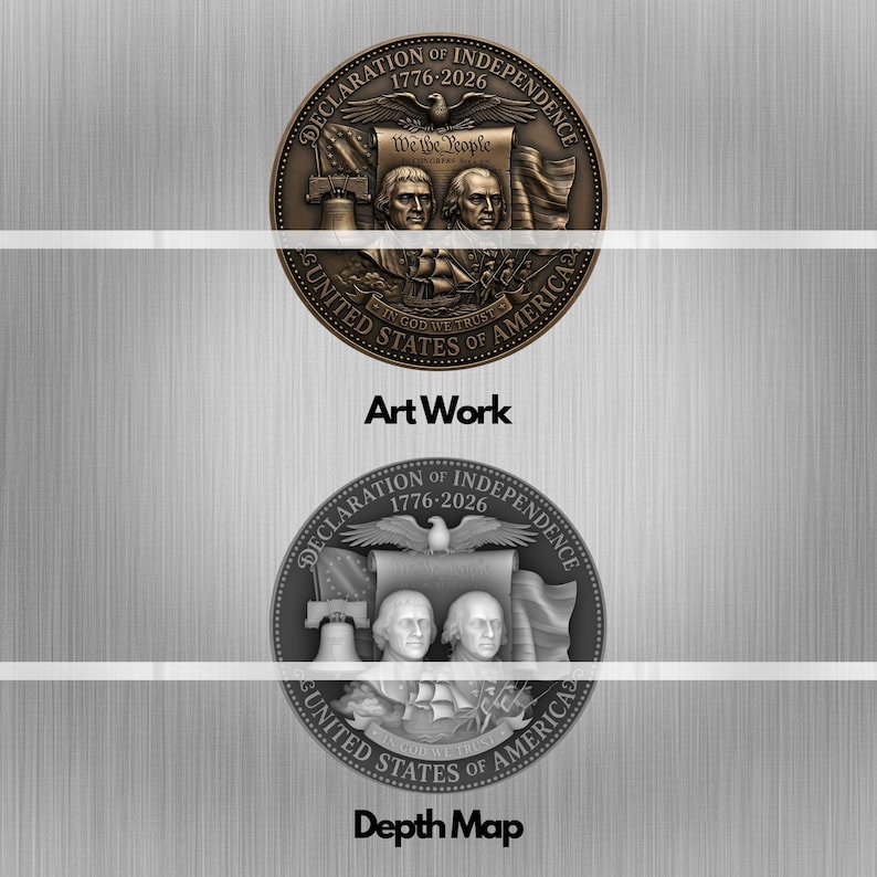 Map Coin Design USA 250th Anniversary Coin Depth Map Bundle: 3D Embossing Depth Maps ...