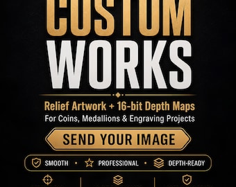 Custom Coin Depth Map: Personalized 3D Embossing Laser Engrave, Relief Artwork, 16-Bit Depthmap, Digital Download