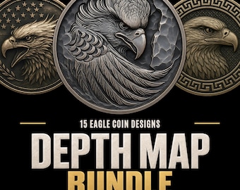 Eagle Coin 3D Laser Engraving Templates: Depth Maps Pack (Embossing Files)