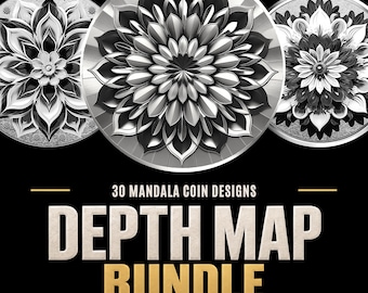 30 Mandala Coin Depthmap For Engraving: 3D Laser Engraving Designs