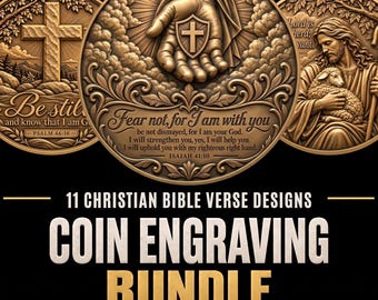 Bible Verse Coin STL Bundle | 11 Christian 3D Relief Depth Maps for Laser Engraving