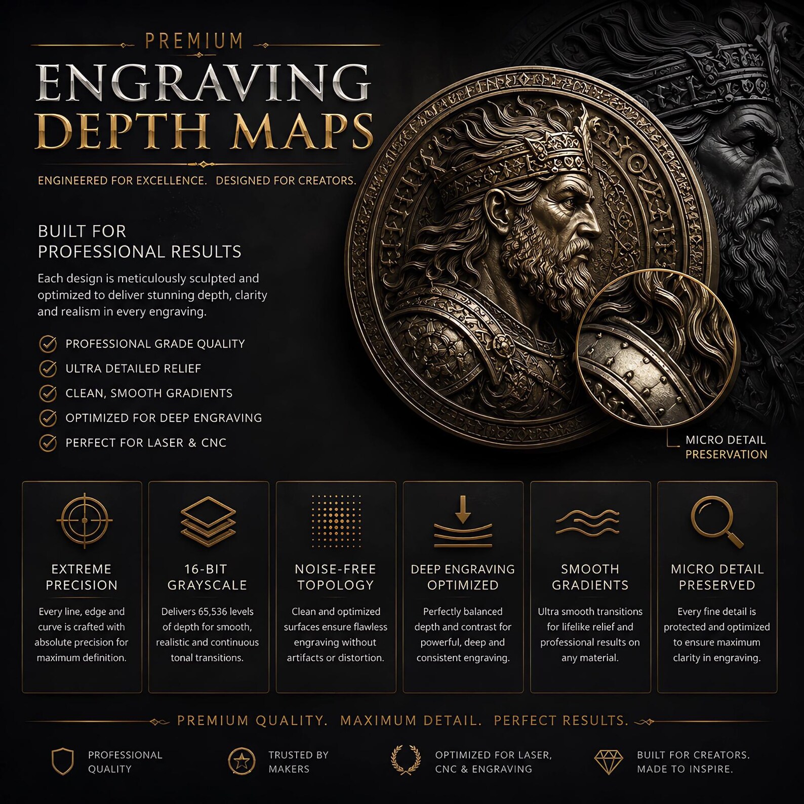 Compass Coin Depth Map Bundle: 3D Depth Maps for Laser Engraving ...