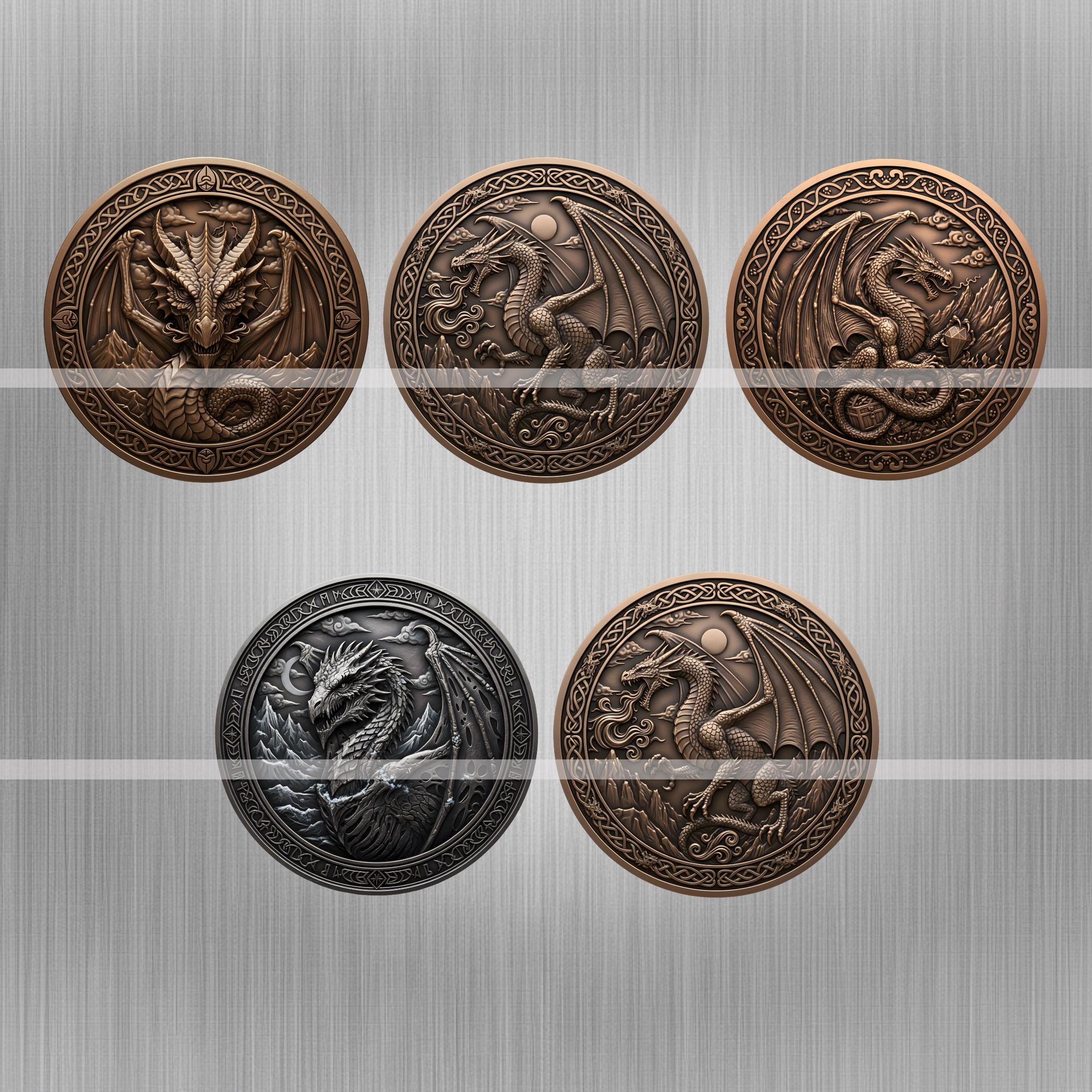 Dragon Coin Depth Map Bundle: 3D Embossing Depth Maps for Laser ...
