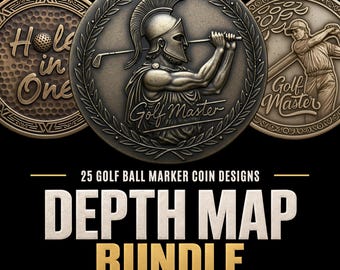 Golf Ball Marker Depth Map Bundle: 3D Depth Maps for Laser Engraving CNC Relief