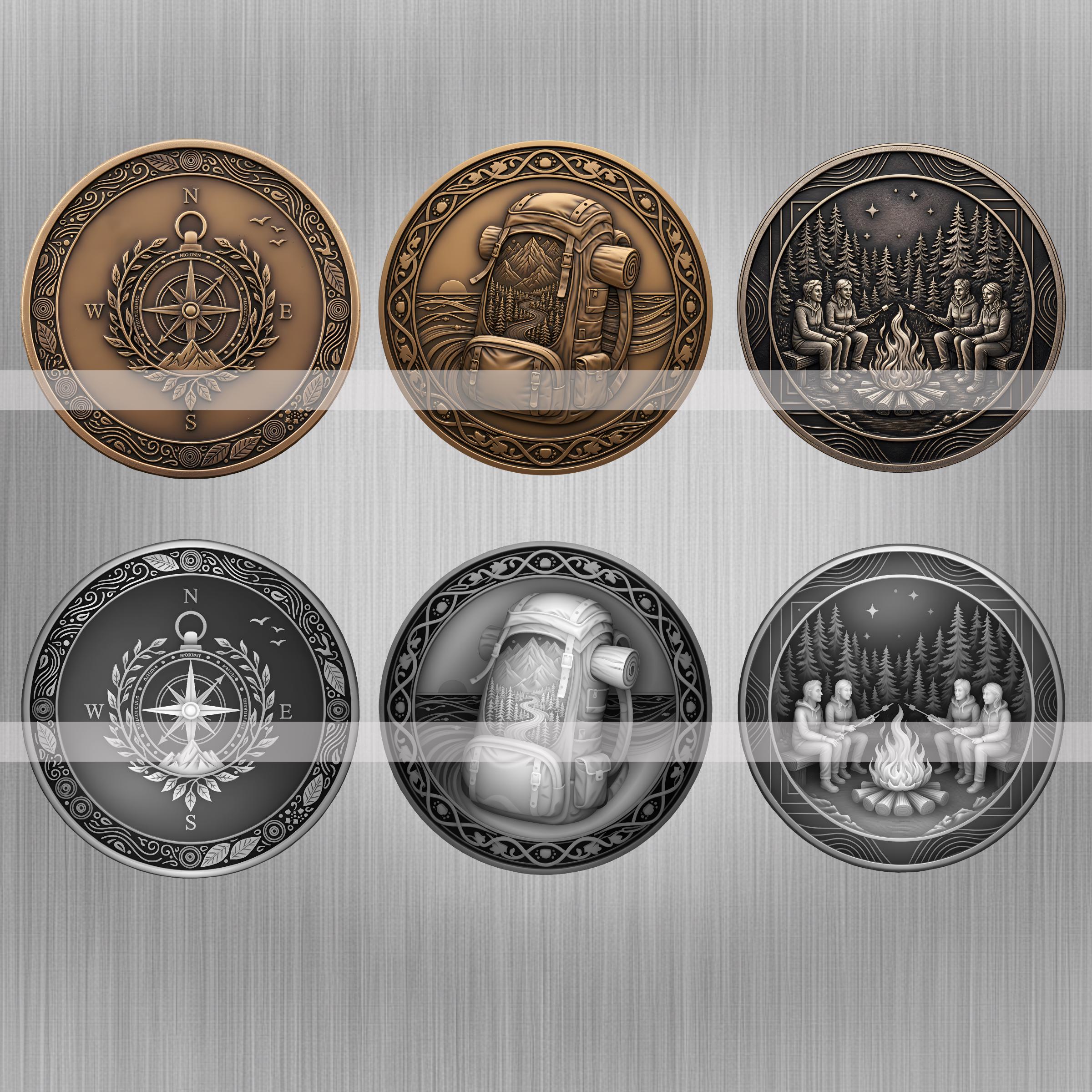 Camping Coin Depth Map Bundle: 3D Embossing Design for Fiber Laser ...