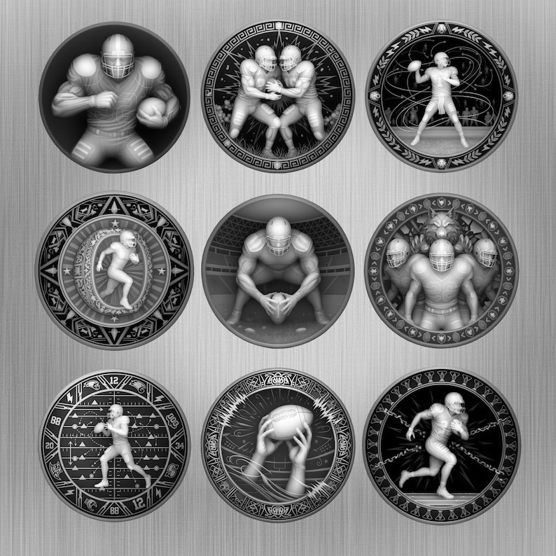 American Football Coin Depth Map Bundle: 3D Embossing Depth Maps for ...