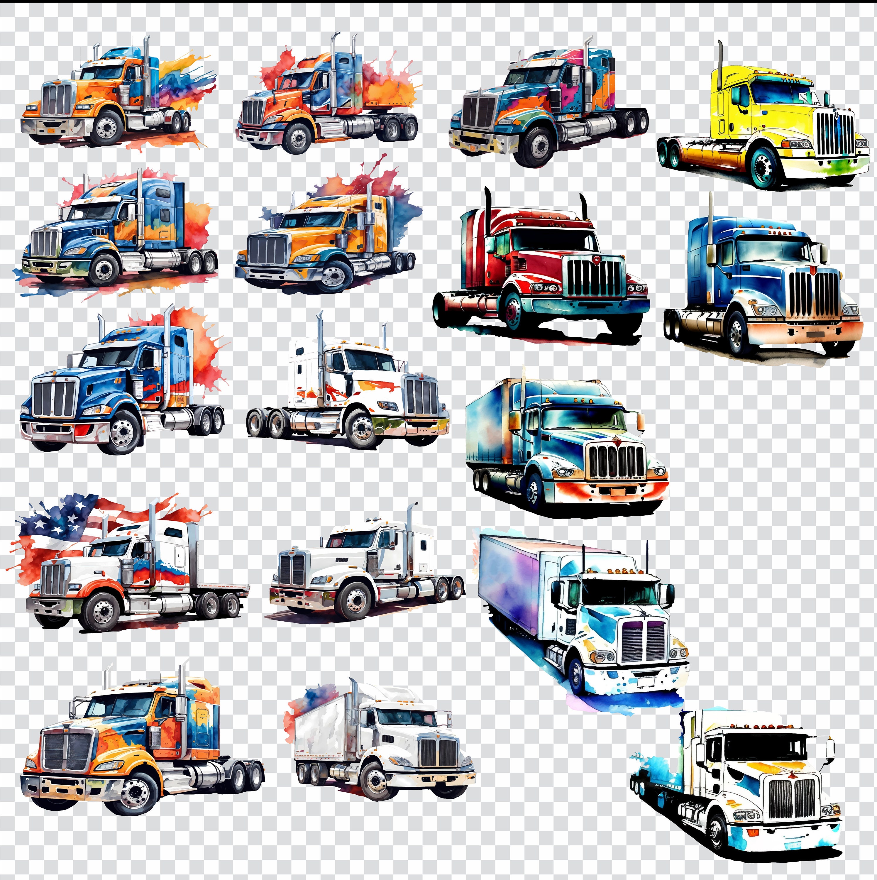 Semi Truck Clipart 50 PNG Transparent Background Clipart - Etsy