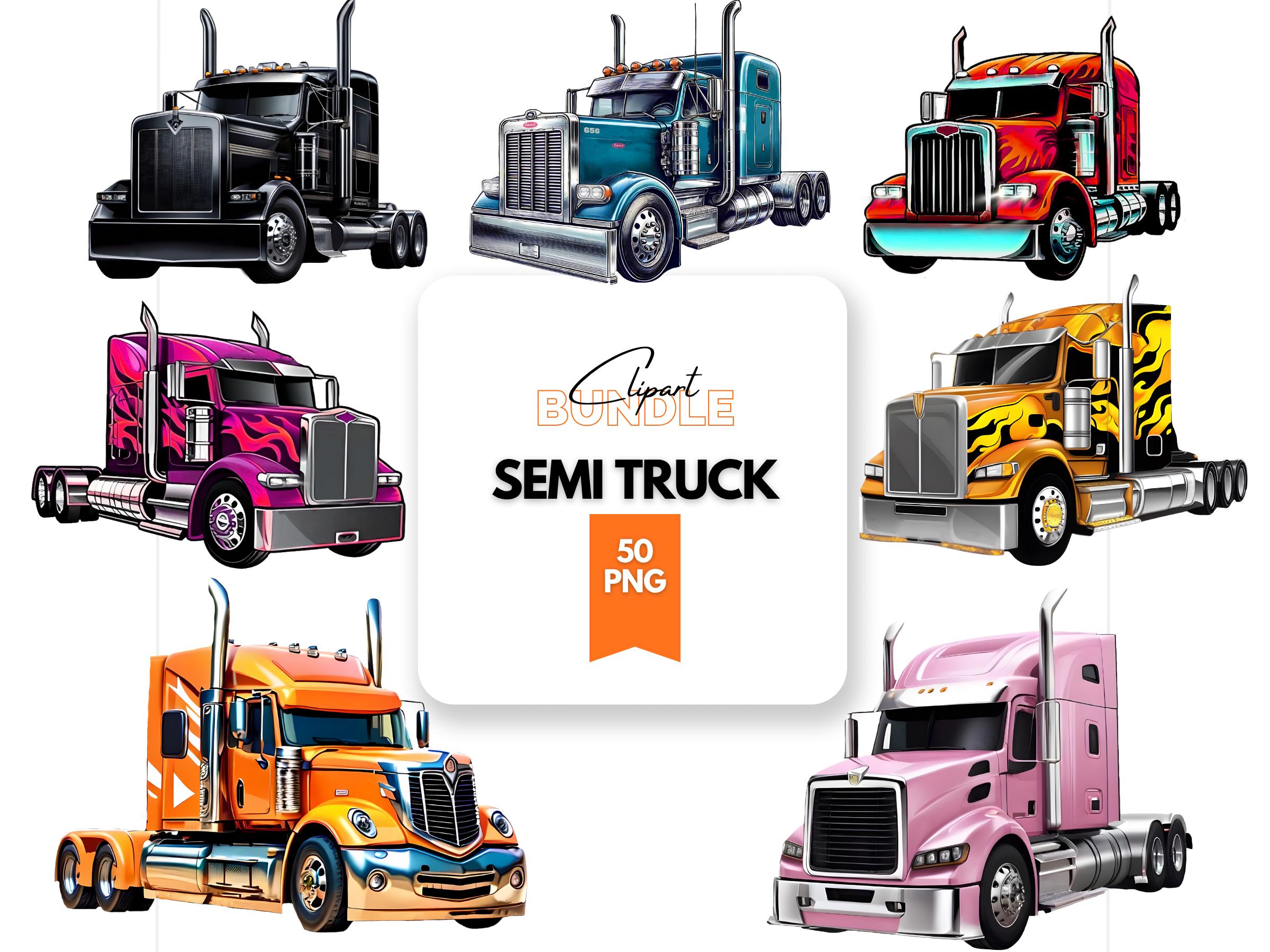 Bundle PNG de cliparts semi-camion : Big Rig PNG, illustration de 18 roues (50 fichiers PNG)